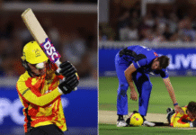 Cricket Scare: Ball Hits Helmet, Batter Injured, Forced to Leave Field Cricket Scare: Ball Hits Helmet, Batter Injured, Forced to Leave Field