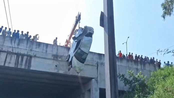 Car plunges off Mukarba Chowk flyover onto railway tracks in Delhi; driver safe with minor injuries