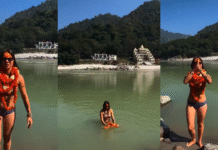 Foreign Woman in Bikini Takes Holy Dip in Ganga | Video Sparks Outrage Foreign Woman in Bikini Takes Holy Dip in Ganga | Video Sparks Outrage