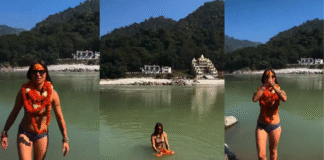 Foreign Woman in Bikini Takes Holy Dip in Ganga | Video Sparks Outrage Foreign Woman in Bikini Takes Holy Dip in Ganga | Video Sparks Outrage