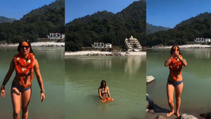 Foreign Woman in Bikini Takes Holy Dip in Ganga | Video Sparks Outrage