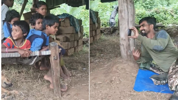CRPF Jawan Wins Hearts Online for Showing Cartoons to Tribal Children in Chhattisgarh Jungle CRPF Jawan Wins Hearts Online for Showing Cartoons to Tribal Children in Chhattisgarh Jungle