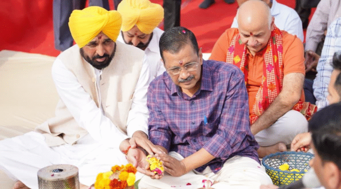 CM Bhagwant Mann and Arvind Kejriwal Launch Rs 75 Crore Development Works at Shri Kali Mata Temple in Patiala CM Bhagwant Mann and Arvind Kejriwal Launch Rs 75 Crore Development Works at Shri Kali Mata Temple in Patiala