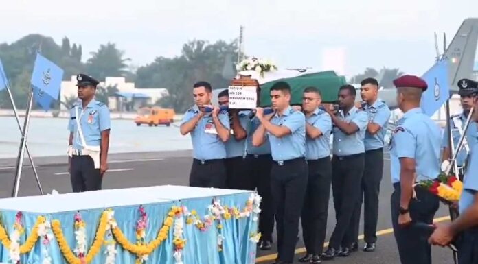 Mortal Remains Of Wing Commander Namansh Syal Brought To Sulur Air Base Mortal Remains Of Wing Commander Namansh Syal Brought To Sulur Air Base