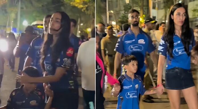 Mahieka Sharma Snaps at Paps, Shields Hardik Pandya’s Son Agastya After IPL Match Mahieka Sharma Snaps at Paps, Shields Hardik Pandya’s Son Agastya After IPL Match