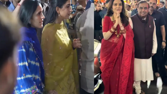 Mukesh Ambani was accompanied by his wife, Nita Ambani, and kids, Akash Ambani and Anant Ambani, along with their wives, Shloka Mehta and Radhika Merchant.