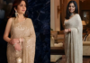 Nita Ambani Rewears Daughter Isha Ambani’s Sabyasachi Saree At Screen Awards 2026 Nita Ambani paired the saree with a sleeveless satin blouse and a remarkable 101.41-carat pear-shaped diamond ring linked to the famed Juno Diamond.
