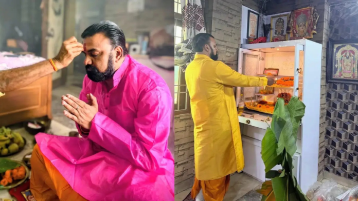 The temple in Samrat Choudhary's house is beautifully and modernly designed.