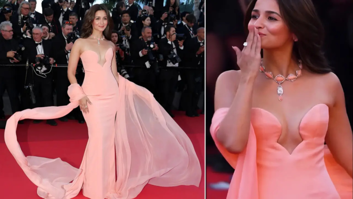In the video, which is going viral online, Alia Bhatt can be seen confidently walking down the famous Cannes red carpet.