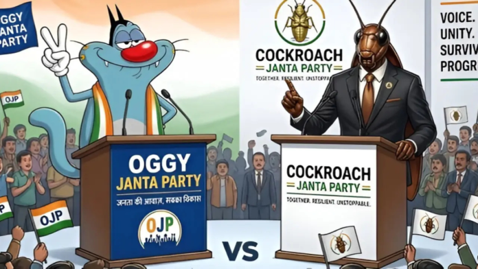 Cockroach Janta Party Internet humor sometimes overshadows real politics. A fun yet intense virtual war is currently raging on social media between the 'Cockroach Janata Party' and the 'Oggy Janata Party'