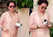 Did Kangana Ranaut Secretly Get Married? Spotted Wearing Mangalsutra, Green Bangles On Thursday in the viral video, Kangana Ranaut can be seen leaving her home, while wearing a simple peach outfit, with bindi, sunglasses, green bangles, and a mangalsutra around her neck.