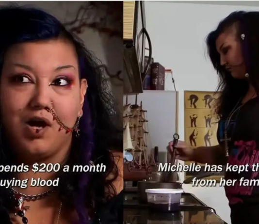 ‘Real-Life Vampire’? US Woman Claims She Drinks A Litre Of Blood Every Day During a show, the 30-year-old woman, Michelle, expressed that she is addicted to blood and does not feel good without having it.