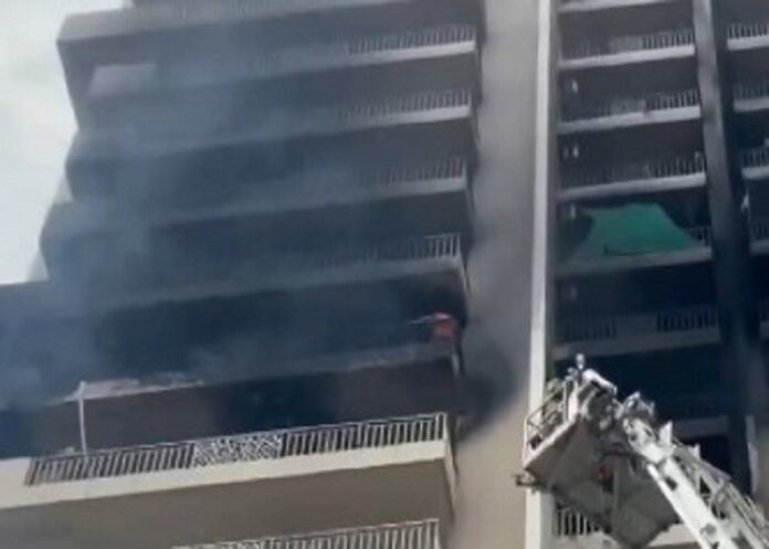 A massive fire broke out in a residential building in Noida's Sector 75; Rescue Operation Underway