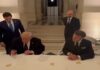 President Donald Trump Officially Signed The Hard Copy of The US-Iran Peace Agreement With President Macron President Donald Trump Officially Signed The Hard Copy of The US-Iran Peace Agreement With President Macron