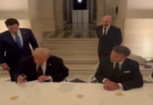 President Donald Trump Officially Signed The Hard Copy of The US-Iran Peace Agreement With President Macron President Donald Trump Officially Signed The Hard Copy of The US-Iran Peace Agreement With President Macron