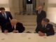President Donald Trump Officially Signed The Hard Copy of The US-Iran Peace Agreement With President Macron President Donald Trump Officially Signed The Hard Copy of The US-Iran Peace Agreement With President Macron