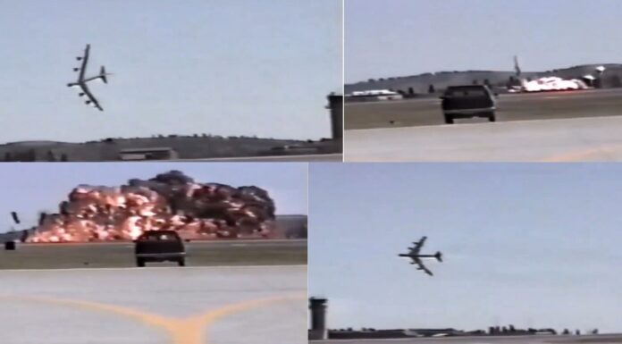 Deadly California Air Disaster: B-52 bomber On Fire, As Plane Goes Down In Flames Shortly After Takeoff Deadly California Air Disaster: B-52 bomber On Fire, As Plane Goes Down In Flames Shortly After Takeoff