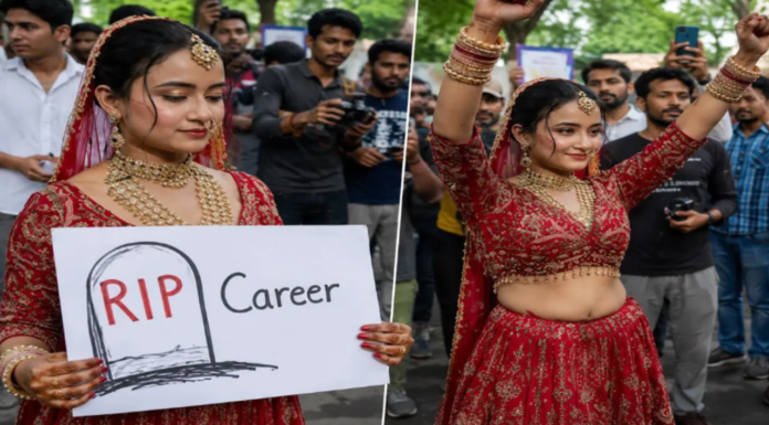 Protester in Bridal Wear Draws Crowds at Jantar Mantar, Demands Dharmendra Pradhan’s Resignation Protester in Bridal Wear Draws Crowds at Jantar Mantar, Demands Dharmendra Pradhan's Resignation