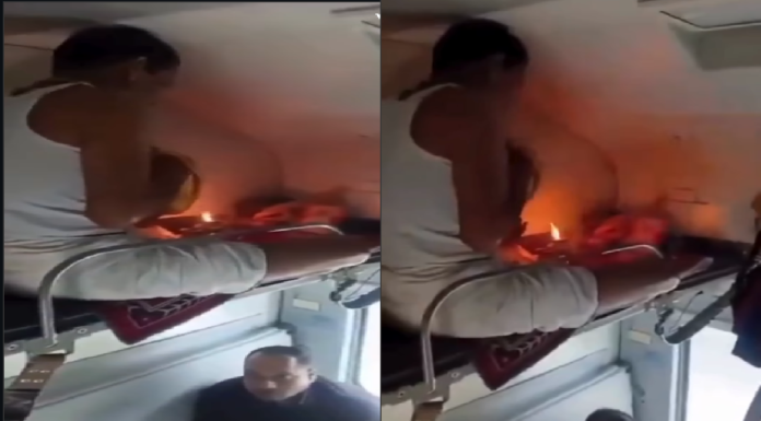Viral Train Video: Passenger Uses Lit Diya And Incense In AC Coach, Sparks Concern Viral Train Video: Passenger Uses Lit Diya And Incense In AC Coach, Sparks Concern