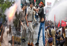 Paper Leak Row: Police Stop Raj Bhavan March With Tear Gas And Baton Charge In Patna Paper Leak Row: Police Stop Raj Bhavan March With Tear Gas And Baton Charge In Patna