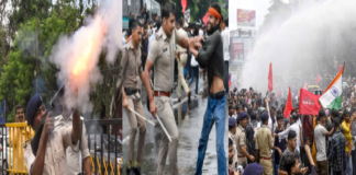 Paper Leak Row: Police Stop Raj Bhavan March With Tear Gas And Baton Charge In Patna Paper Leak Row: Police Stop Raj Bhavan March With Tear Gas And Baton Charge In Patna
