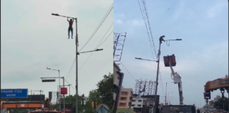 Bizarre Viral Incident: Man Climbs Pole After Girlfriend Stops Answering Bizarre Viral Incident: Man Climbs Pole After Girlfriend Stops Answering