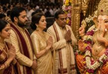 Ambani Family Seeks Blessings At Lalbaugcha Raja, Radhika Merchant Impresses In Desi Look Ambani Family Seeks Blessings At Lalbaugcha Raja, Radhika Merchant Impresses In Desi Look