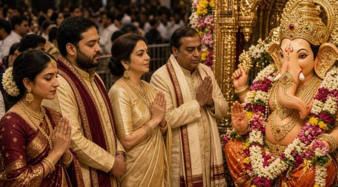 Ambani Family Seeks Blessings At Lalbaugcha Raja, Radhika Merchant Impresses In Desi Look Ambani Family Seeks Blessings At Lalbaugcha Raja, Radhika Merchant Impresses In Desi Look