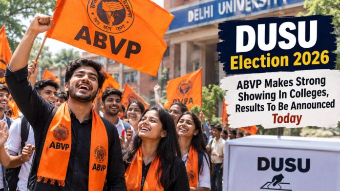 New Project - 2026-09-19T132917.233 DUSU Polls 2026: ABVP’s College Performance Draws Attention As Results Near
