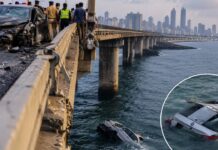 BMW Crashes Off Mumbai Coastal Road Bridge, Three People Die BMW Crashes Off Mumbai Coastal Road Bridge, Three People Die