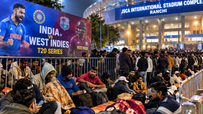 IND vs WI T20 Fever: Cricket Fans Wait Overnight Outside Ranchi Stadium for Tickets