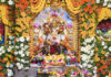 Maa Katyayani Adorned in Kanjeevaram Saree, Blesses Devotees from Flower-Decorated Shrine