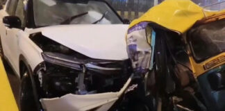 Out-of-control SUV rams into four auto-rickshaws; four people injured
