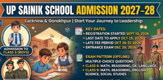UP Sainik School Admission 2027–28: Registration Begins, Check Exam Pattern and Important Dates